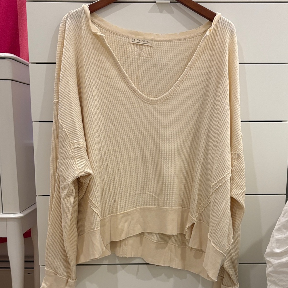 We The Free Cream Waffle Knit Top